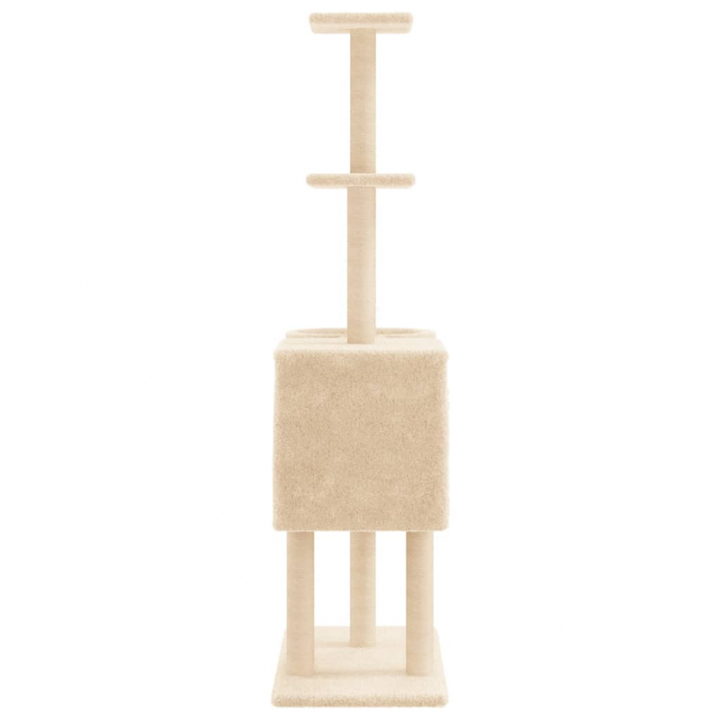 Kratzbaum mit Sisal-Kratzsäulen Creme 145 cm