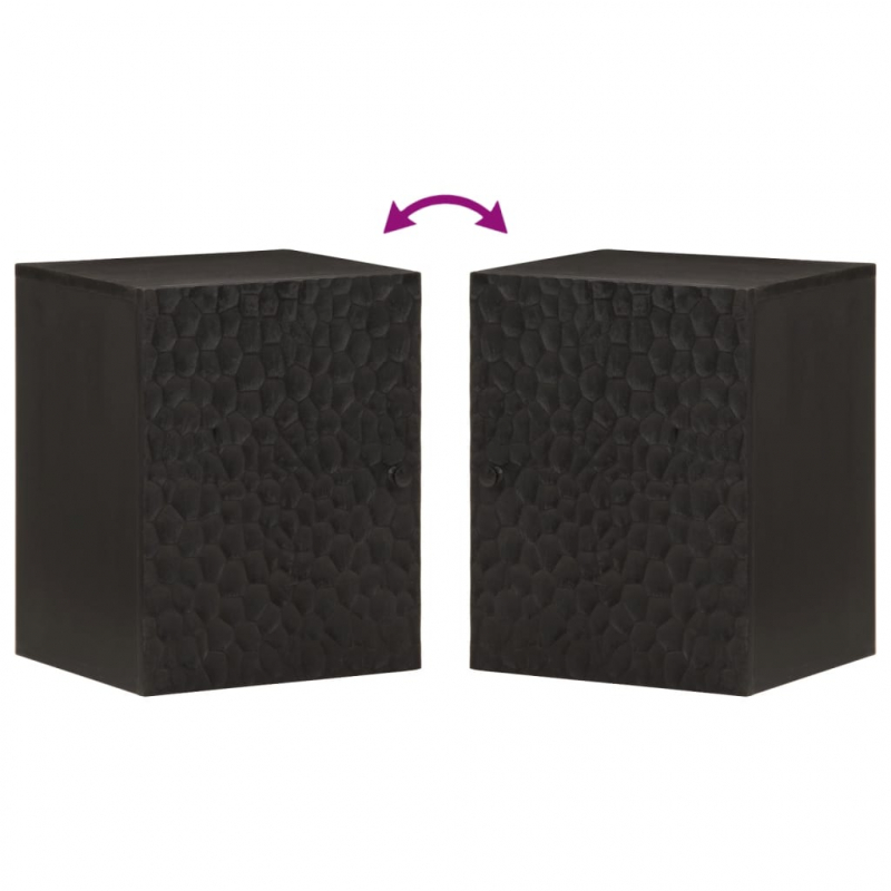 Bad-Wandschrank Schwarz 38x33x48 cm Massivholz Mango