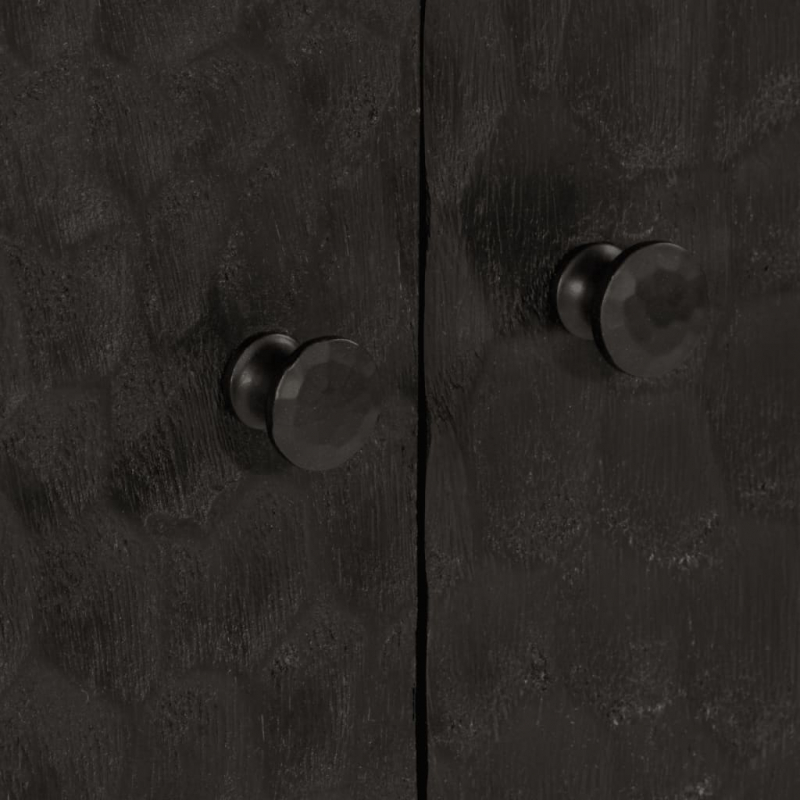 Beistellschrank Schwarz 60x33x75 cm Massivholz Mango