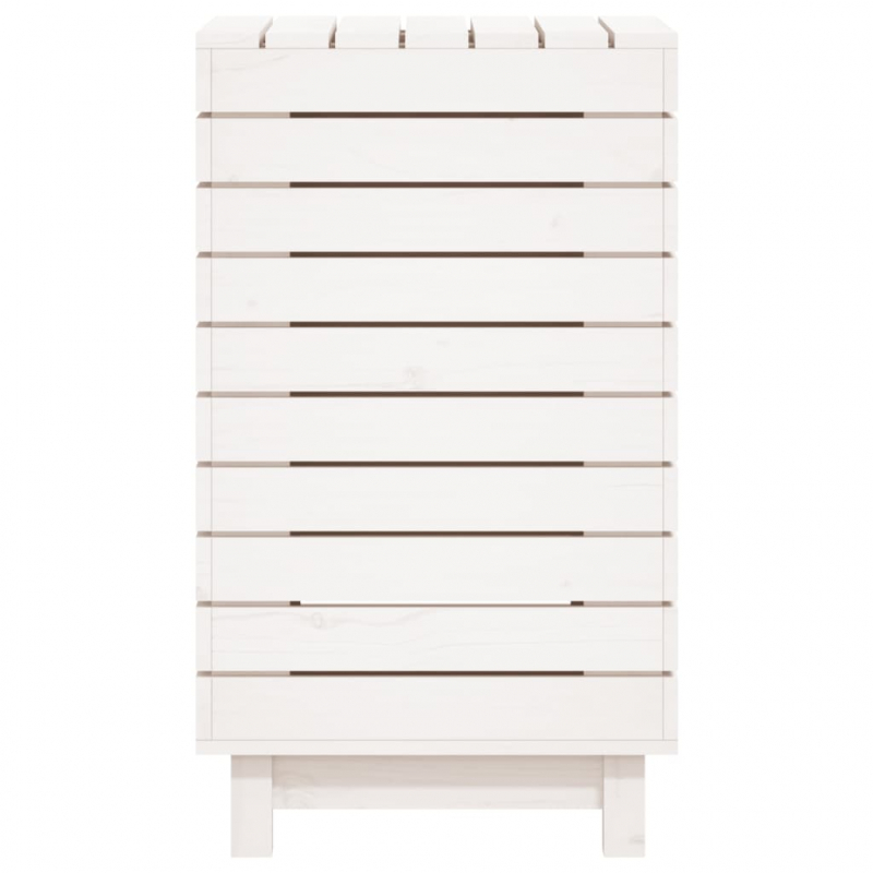 Wäschetruhe Weiß 44x44x76 cm Massivholz Kiefer