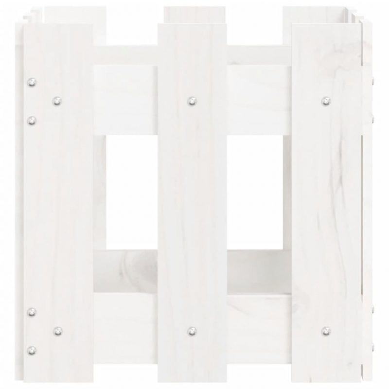 Pflanzkübel Lattenzaun-Design Weiß 30x30x30 cm Kiefernholz