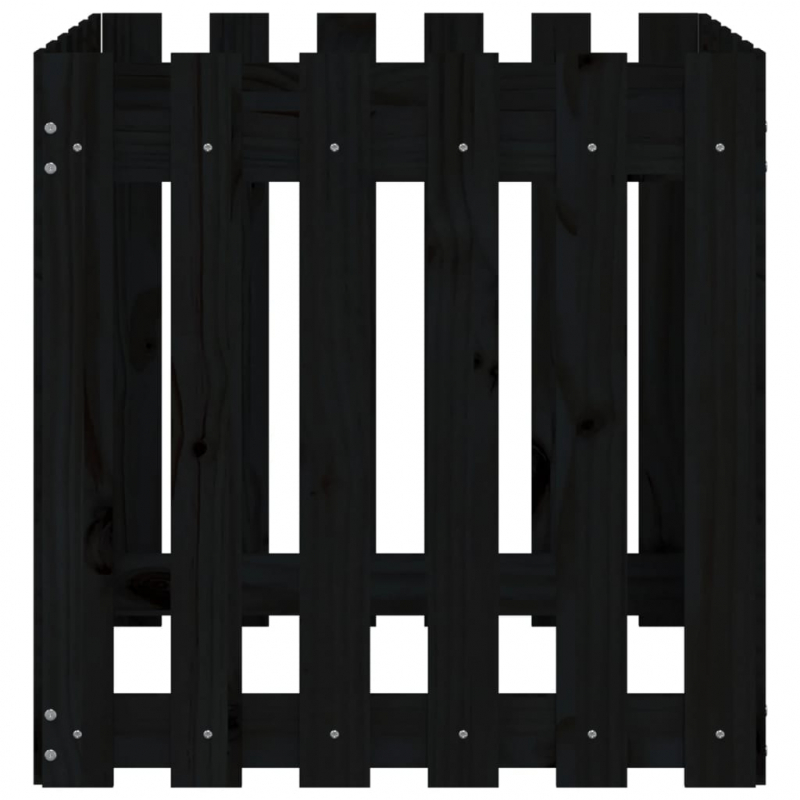 Pflanzkübel Lattenzaun-Design Schwarz 60x60x60 cm Kiefernholz