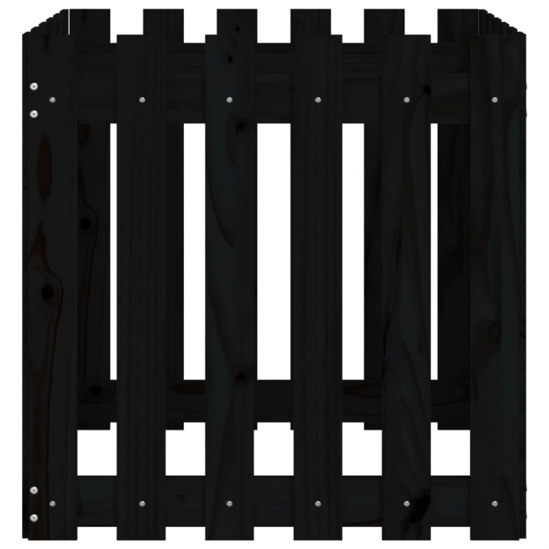Pflanzkübel Lattenzaun-Design Schwarz 60x60x60 cm Kiefernholz