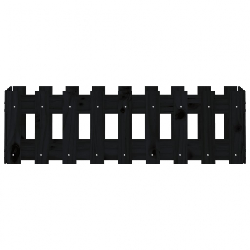 Hochbeet Latten-Design Schwarz 100x30x30 cm Massivholz Kiefer