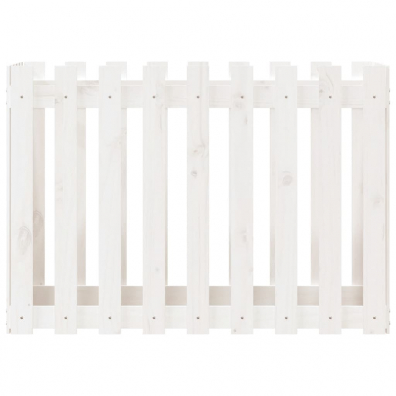 Hochbeet Lattenzaun-Design Weiß 100x50x70 cm Massivholz Kiefer