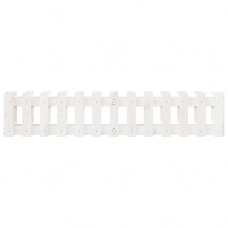 Hochbeet Lattenzaun-Design Weiß 150x30x30 cm Massivholz Kiefer