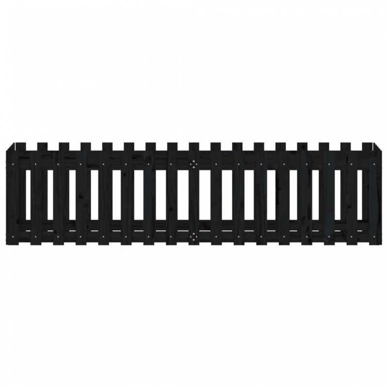 Hochbeet Latten-Design Schwarz 200x50x50 cm Massivholz Kiefer