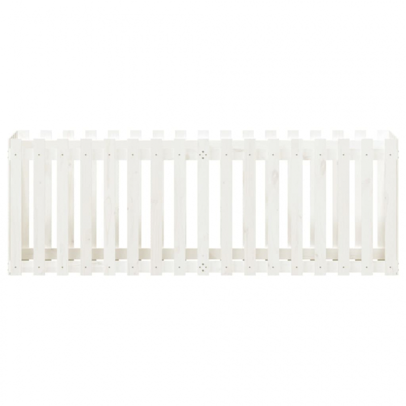 Hochbeet Lattenzaun-Design Weiß 200x50x70 cm Massivholz Kiefer