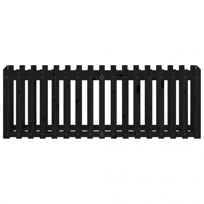 Hochbeet Latten-Design Schwarz 200x50x70 cm Massivholz Kiefer