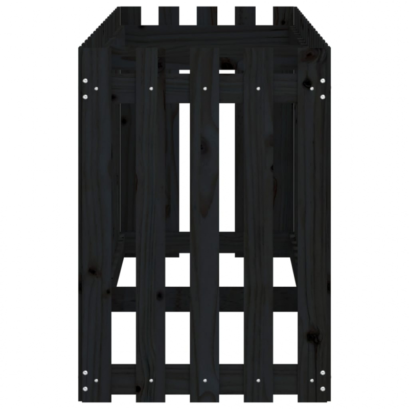 Hochbeet Latten-Design Schwarz 200x50x70 cm Massivholz Kiefer