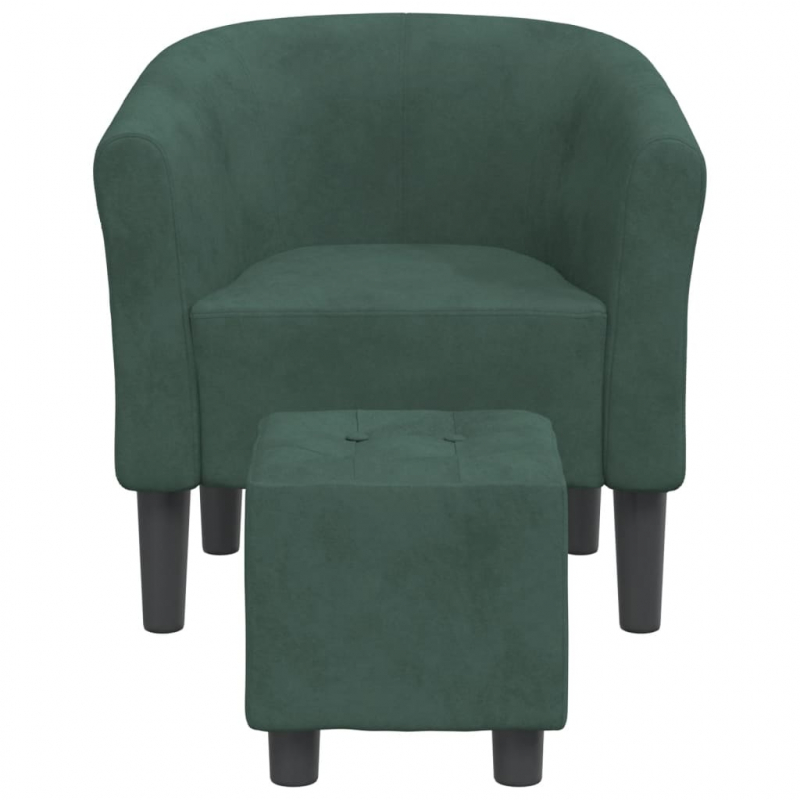 Clubsessel mit Fußhocker Dunkelgrün Samt
