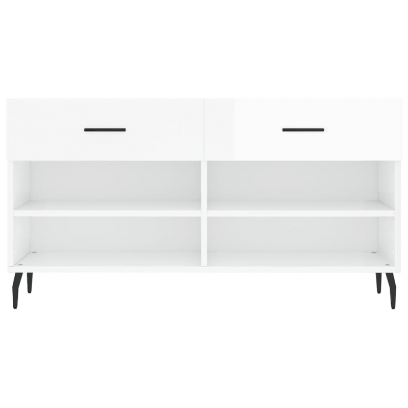 Schuhbank Hochglanz-Weiß 102x35x55 cm Holzwerkstoff