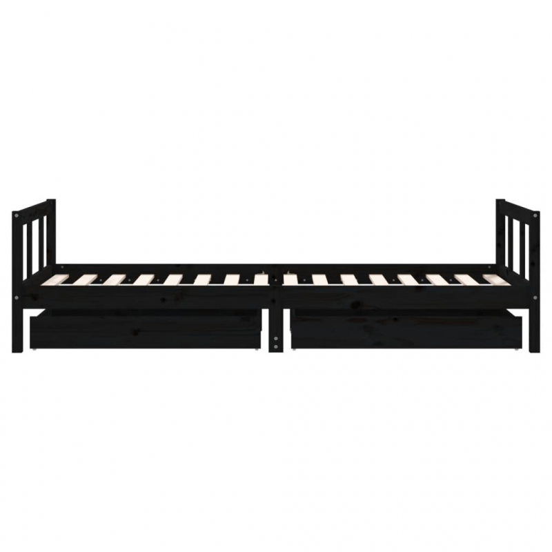 Kinderbett mit Schubladen Schwarz 90x200 cm Massivholz Kiefer