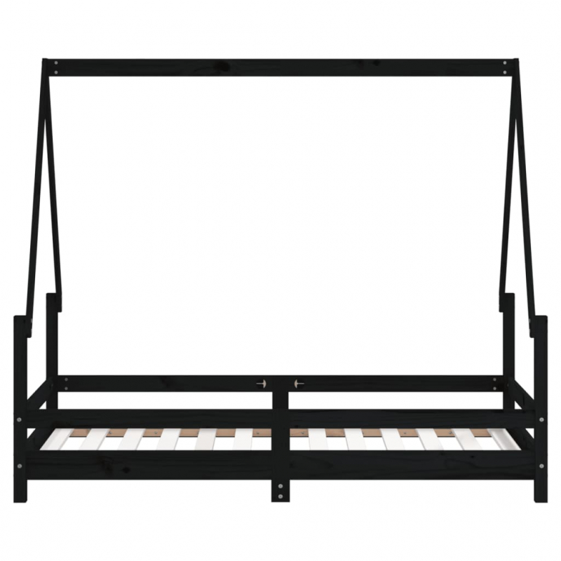 Kinderbett Schwarz 80x160 cm Massivholz Kiefer