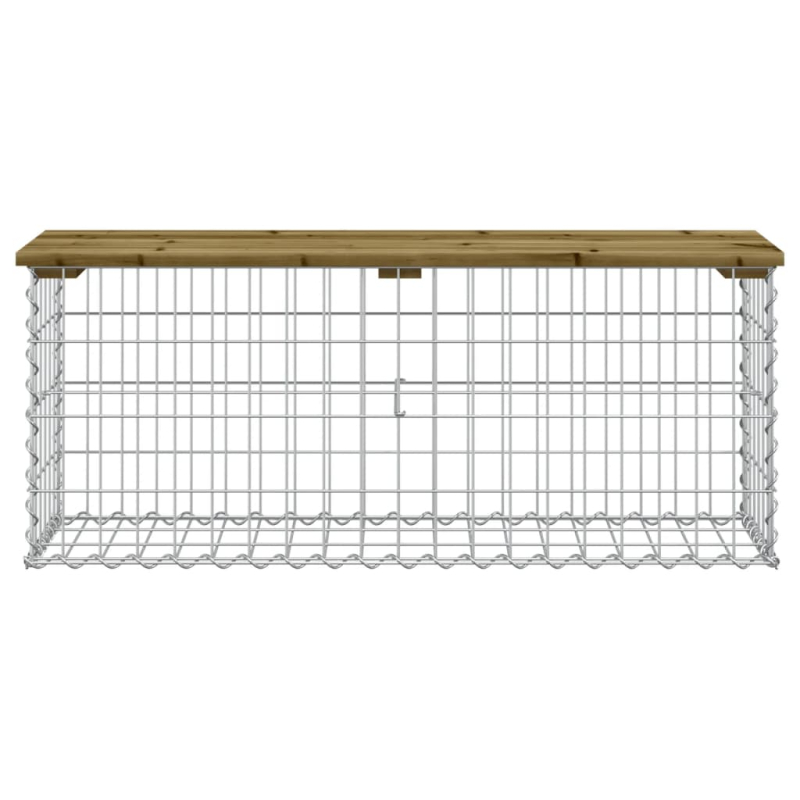 Gartenbank aus Gabionen 103x31,5x42 cm Kiefernholz Imprägniert