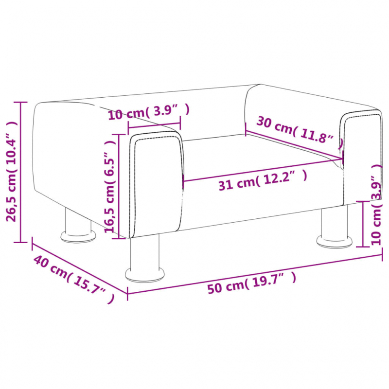 Kindersofa Rosa 50x40x26,5 cm Samt