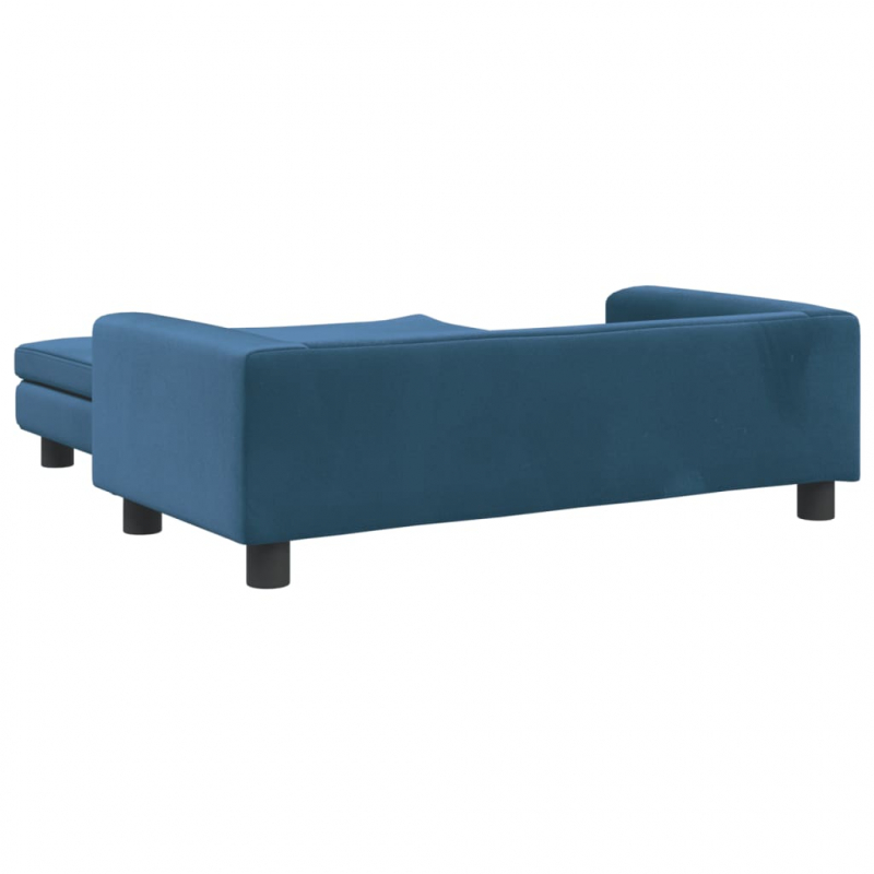 Kindersofa mit Hocker Blau 100x50x30 cm Samt