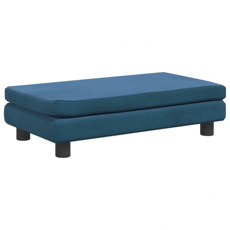 Kindersofa mit Hocker Blau 100x50x30 cm Samt