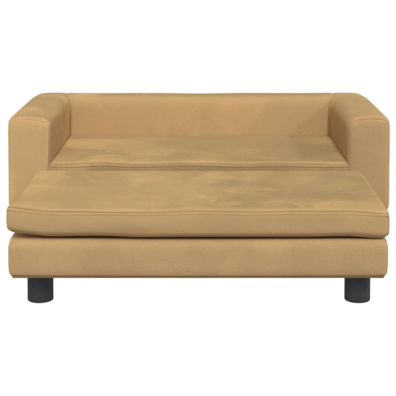 Kindersofa mit Hocker Braun 100x50x30 cm Samt