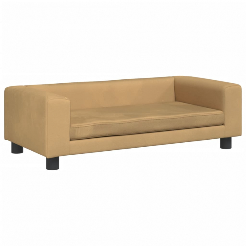 Kindersofa mit Hocker Braun 100x50x30 cm Samt