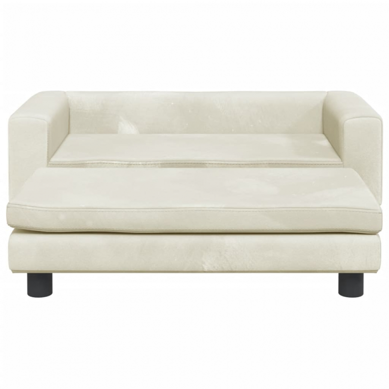 Kindersofa mit Hocker Creme 100x50x30 cm Samt