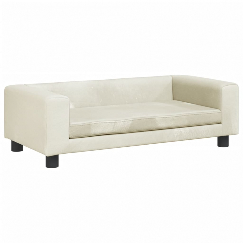 Kindersofa mit Hocker Creme 100x50x30 cm Samt