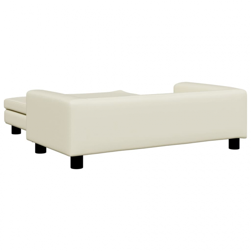 Kindersofa mit Hocker Creme 100x50x30 cm Kunstleder