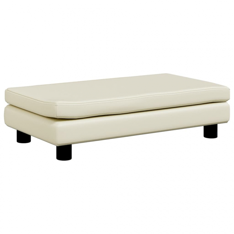 Kindersofa mit Hocker Creme 100x50x30 cm Kunstleder