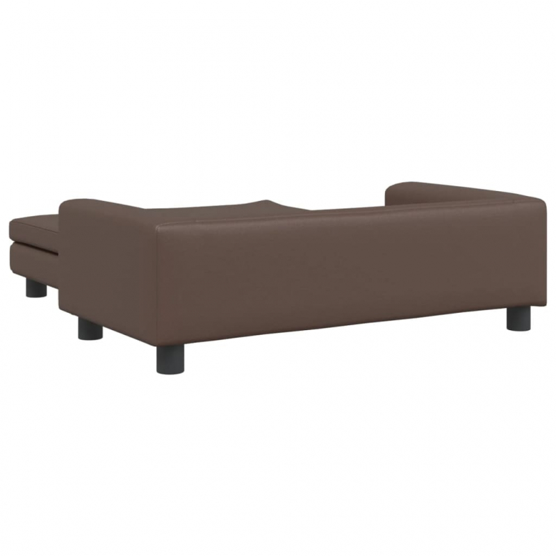 Kindersofa mit Hocker Braun 100x50x30 cm Kunstleder