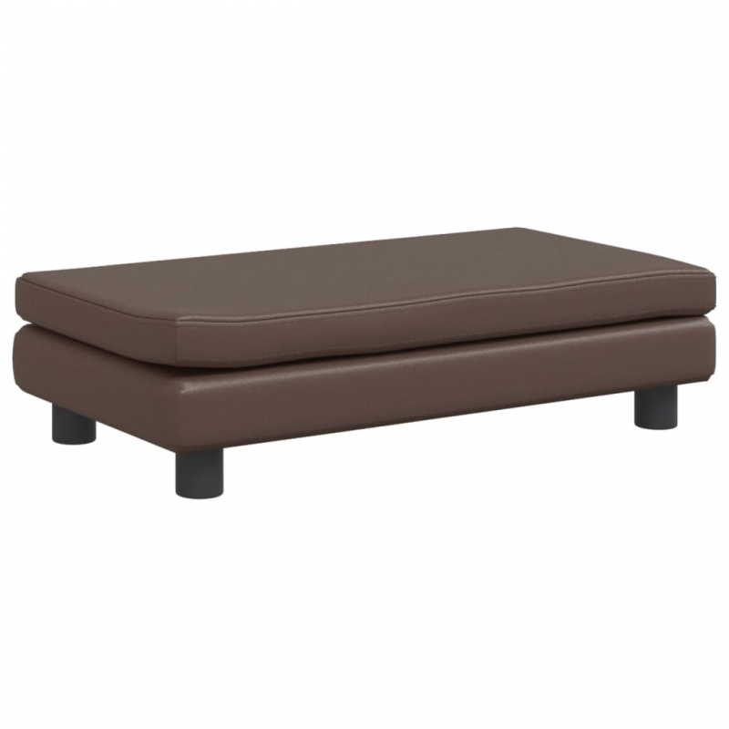Kindersofa mit Hocker Braun 100x50x30 cm Kunstleder