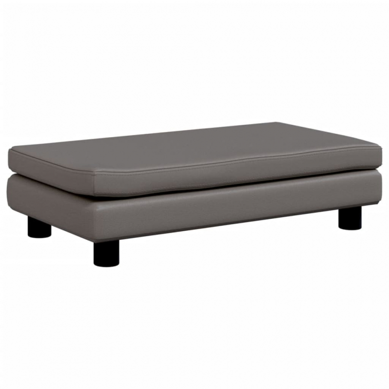 Kindersofa mit Hocker Grau 100x50x30 cm Kunstleder