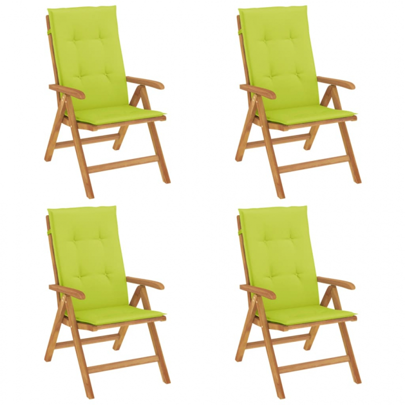 Gartenstühle mit Kissen 4 Stk. Massivholz Teak