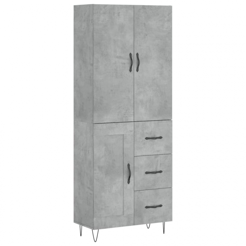 Highboard Betongrau 69,5x34x180 cm Holzwerkstoff