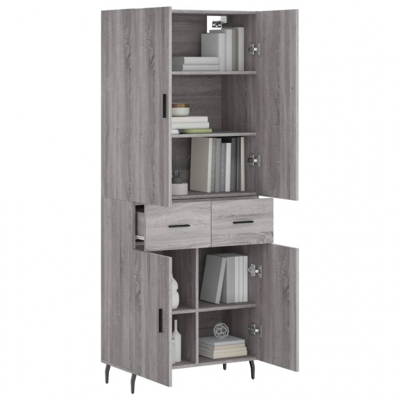 Highboard Grau Sonoma 69,5x34x180 cm Holzwerkstoff