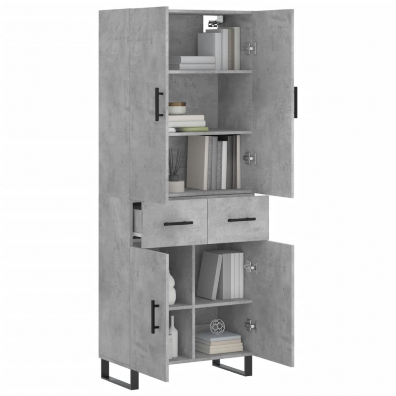 Highboard Betongrau 69,5x34x180 cm Holzwerkstoff