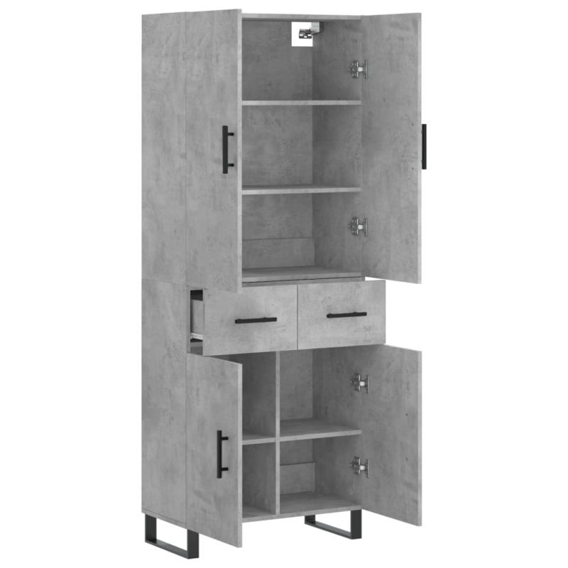 Highboard Betongrau 69,5x34x180 cm Holzwerkstoff