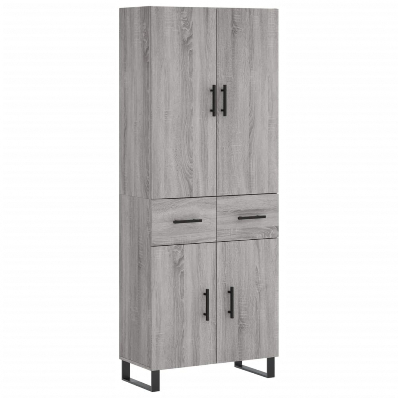 Highboard Grau Sonoma 69,5x34x180 cm Holzwerkstoff