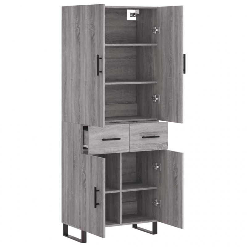 Highboard Grau Sonoma 69,5x34x180 cm Holzwerkstoff
