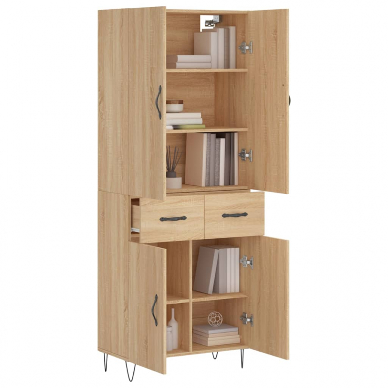 Highboard Sonoma-Eiche 69,5x34x180 cm Holzwerkstoff