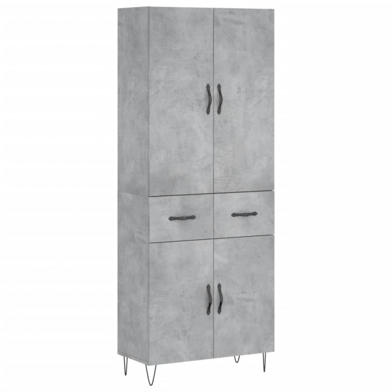 Highboard Betongrau 69,5x34x180 cm Holzwerkstoff