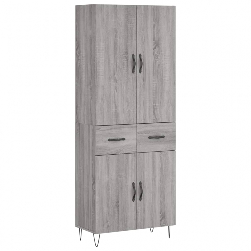 Highboard Grau Sonoma 69,5x34x180 cm Holzwerkstoff
