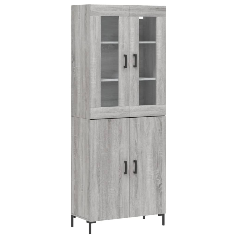 Highboard Grau Sonoma 69,5x34x180 cm Holzwerkstoff