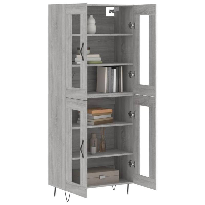 Highboard Grau Sonoma 69,5x34x180 cm Holzwerkstoff
