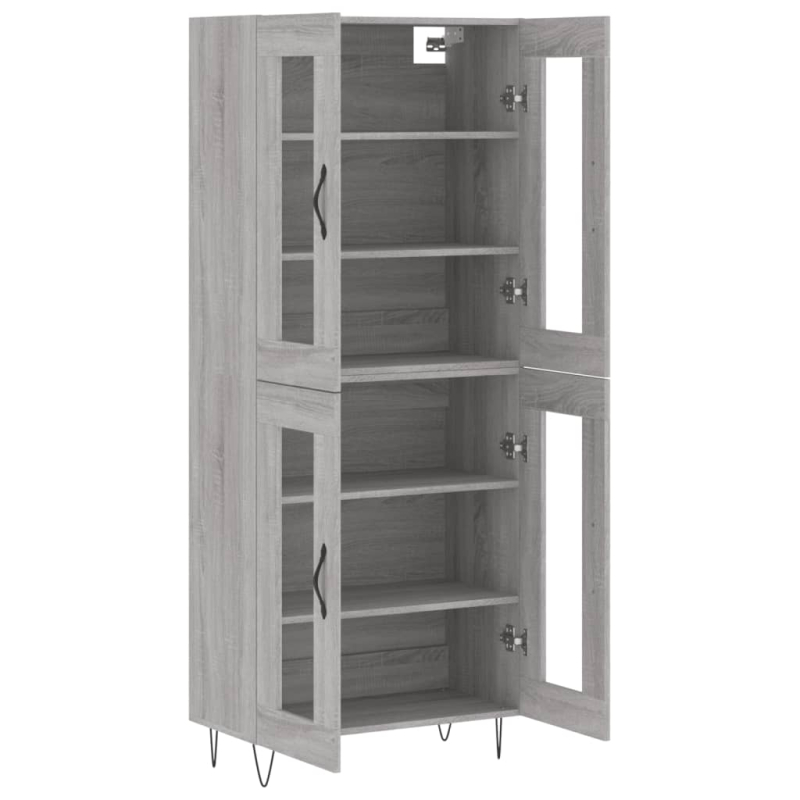 Highboard Grau Sonoma 69,5x34x180 cm Holzwerkstoff