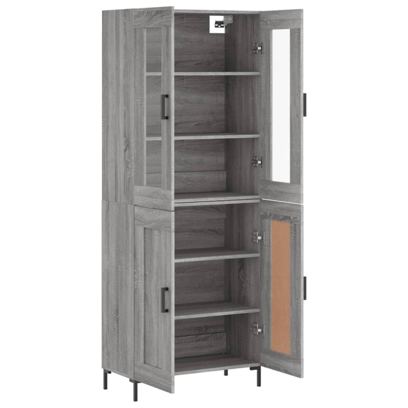 Highboard Grau Sonoma 69,5x34x180 cm Holzwerkstoff