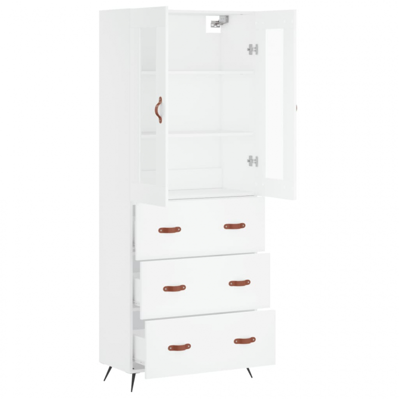 Highboard Weiß 69,5x34x180 cm Holzwerkstoff