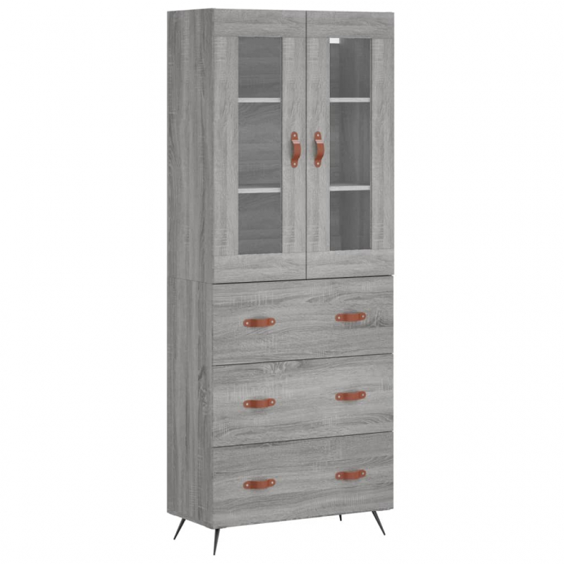 Highboard Grau Sonoma 69,5x34x180 cm Holzwerkstoff