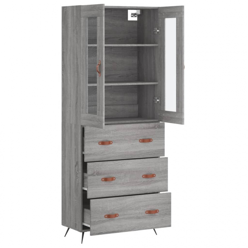 Highboard Grau Sonoma 69,5x34x180 cm Holzwerkstoff