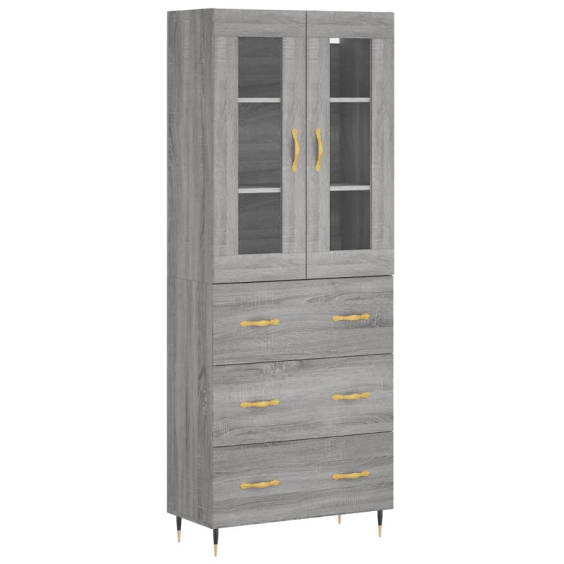 Highboard Grau Sonoma 69,5x34x180 cm Holzwerkstoff