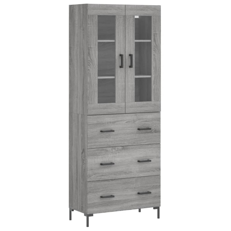Highboard Grau Sonoma 69,5x34x180 cm Holzwerkstoff